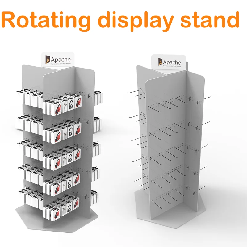 Bevis Customized Pegboard Cellphone Accessories Display Stand With Hooks for Phone Case Cables Chargers Power Bank