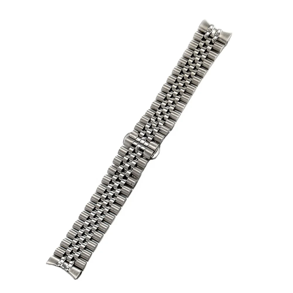 
22mm 316L Stainless Steel Solid Curved End Jubilee Butterfly Buckle Watch Band Strap Suitable For SKX007 Watch 
