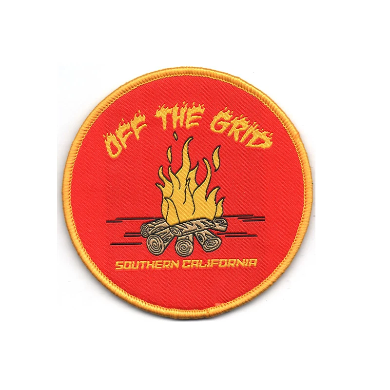 custom round design woven badge woven and sublimation printed fashion badges woven and printed badges