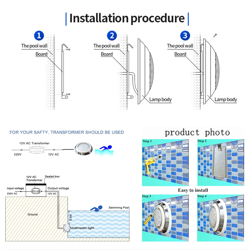 ABS 12 v par 56 led 9W 18W waterproof IP68 RGB swimming pool LED Light