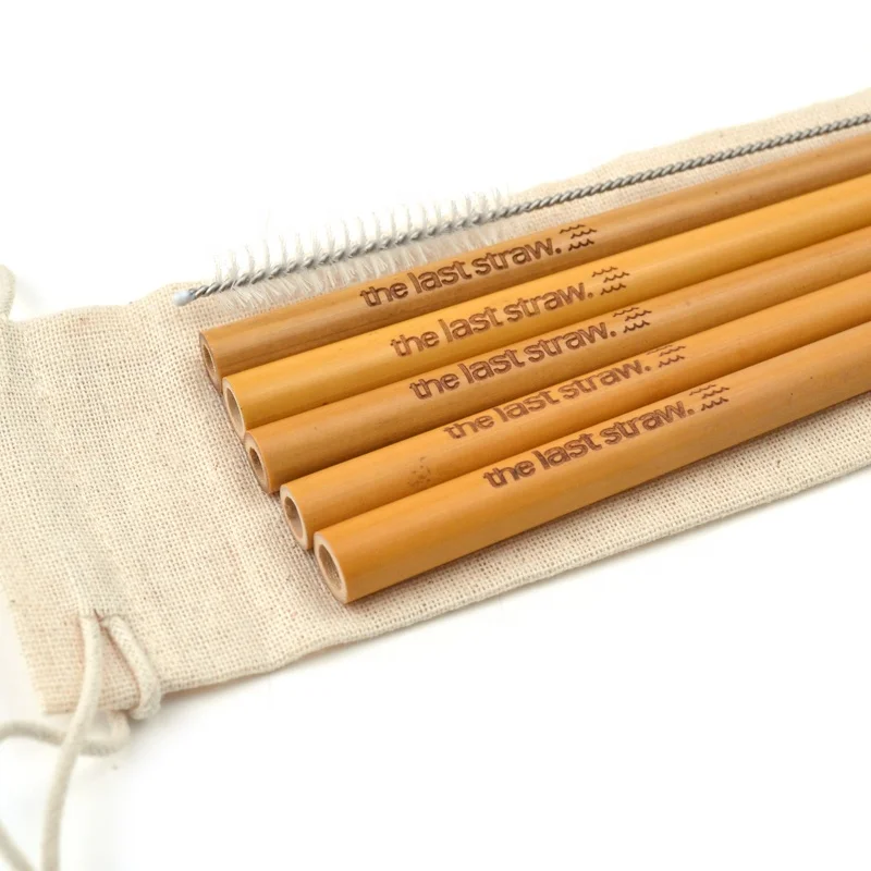 Custom laser engraving logo natural and organic drinking bamboo straw natural straws hot seller