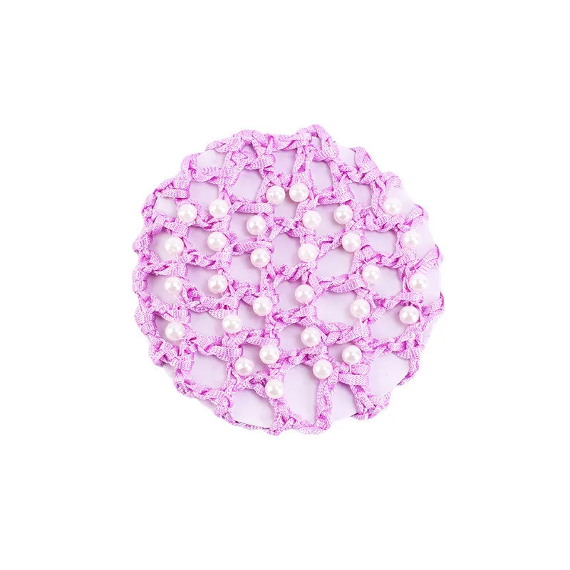 Cute Beautiful Bun Cover Snood Hair Net Ballet Dance Skating Crochet with Pearl