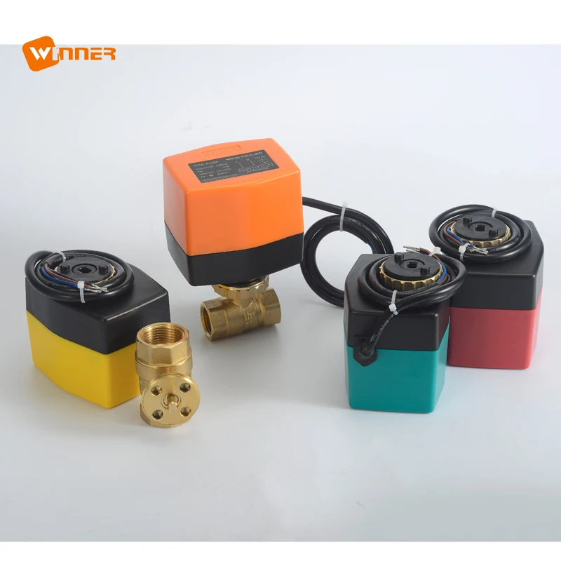 Winvall 110V Actuator 2 way Electric Valve Motorized Actuated Brass Ball Valve FCU Two Way Water Flow Control Valve PN20 600WOG