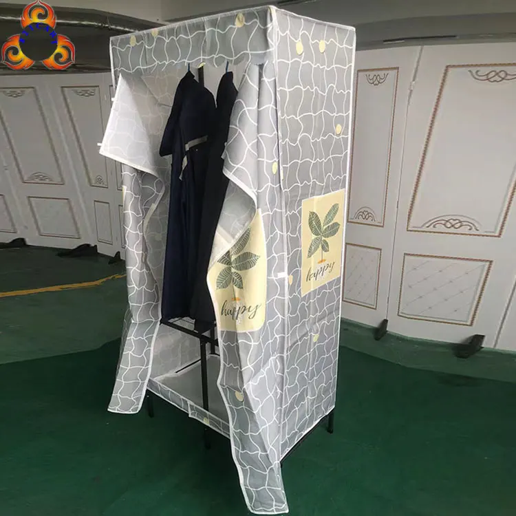 Home Portable Easy Assembly Foldable Fabric Wardrobe Closet Movable Wardrobe