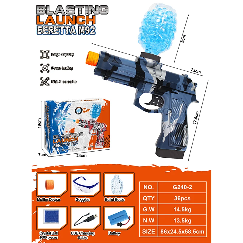 2024 New Full Auto Splatter Ball Blasters With 5000 Water Beads Ak Ejection Shooting Gun Toys Electric Gel Ball Blaster Gun