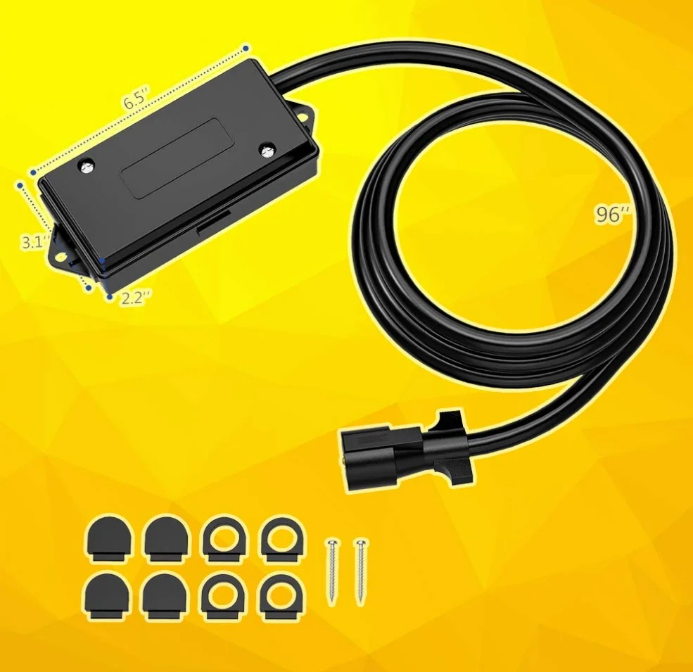 TC7-8W Heavy Duty 7 Way Plug Trailer Cord with 7 Gang Junction Box - 8 Feet Weatherproof Trailer Connector Cable Wiring Harness