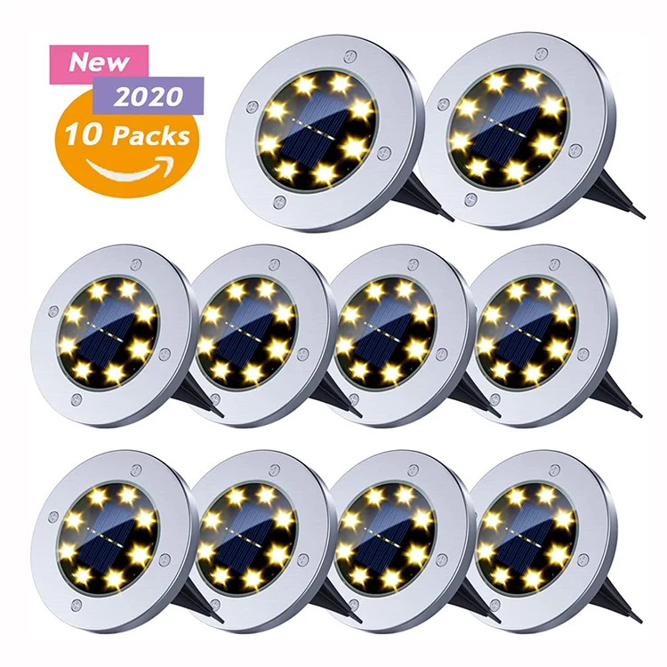 Waterproof In-Ground Outdoor 8 LED Solar Ground Light