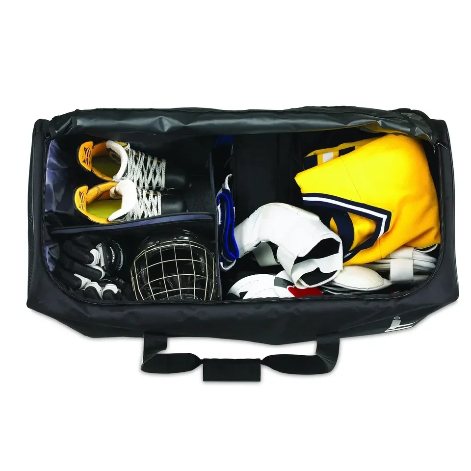 Custom logo rolling stick equipment sublimated accessory padded duffel goalie field ice hockey carry bag