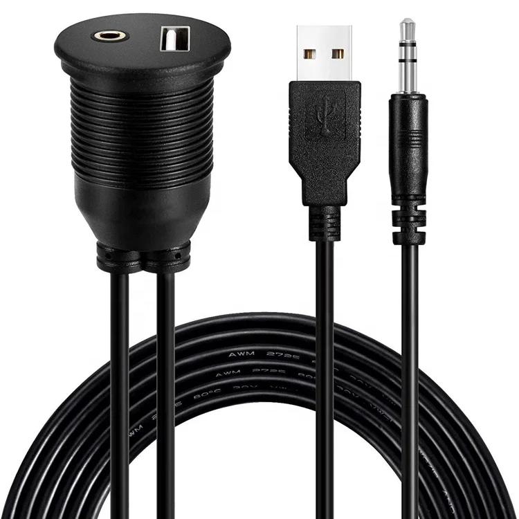 USB interface car audio AUX 3.5mm USB cable with Bracket 2M
