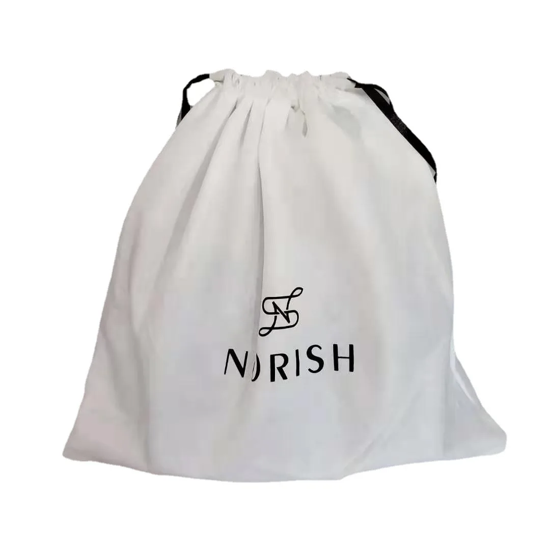 Custom logo white canvas drawstring bag, dust bag, packaging bag