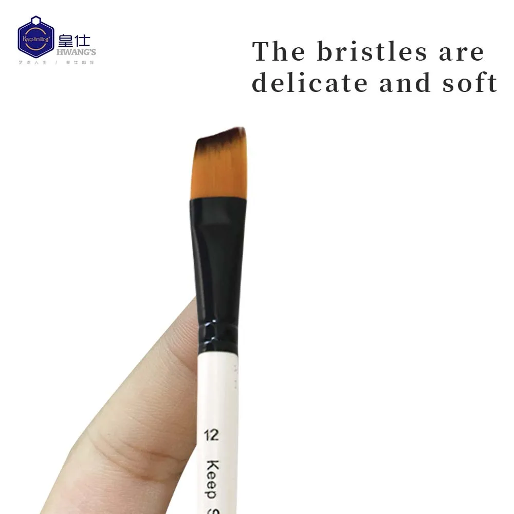 Keep Smiling 6pcs Nylon Hair White Handle Paint Brush For Watercolor Acrylic Art Supplies