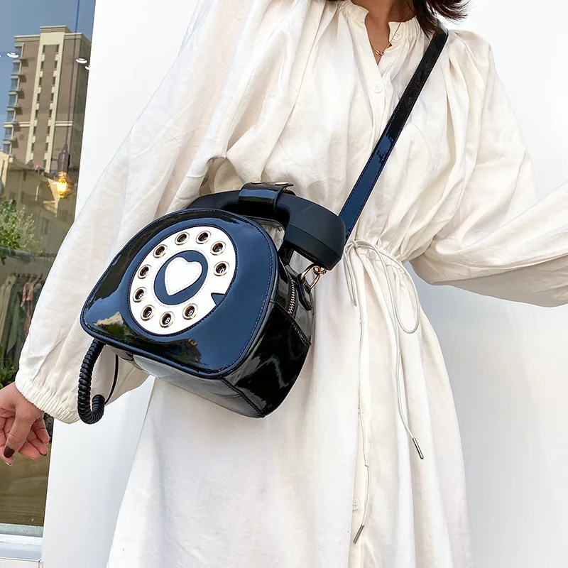 Wholesale Ladies Stylish Handbag Women PU Leather Shoulder Bag Telephone Shaped Crossbody Tote