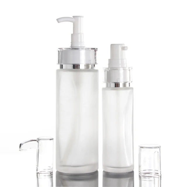 Fuyun 40ml 100ml 120ml Clear Glass Body Lotion Pump Bottle Cosmetic Packing Glass Serum Pump Bottle