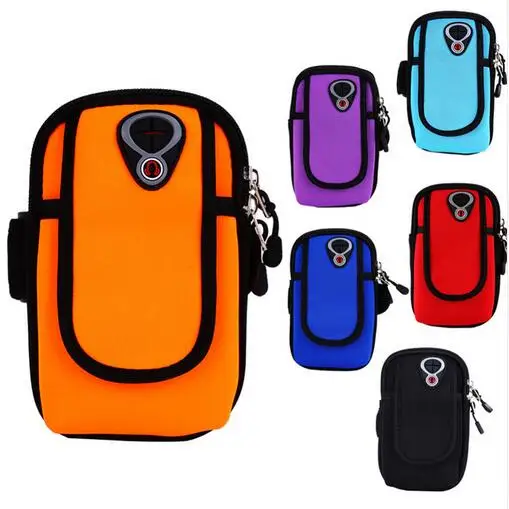 
Adjustable 5.5inch Waterproof Outdoor Jogging Sports Zipper Armband Phone Holder Arm Case Bag With Earphone Port 