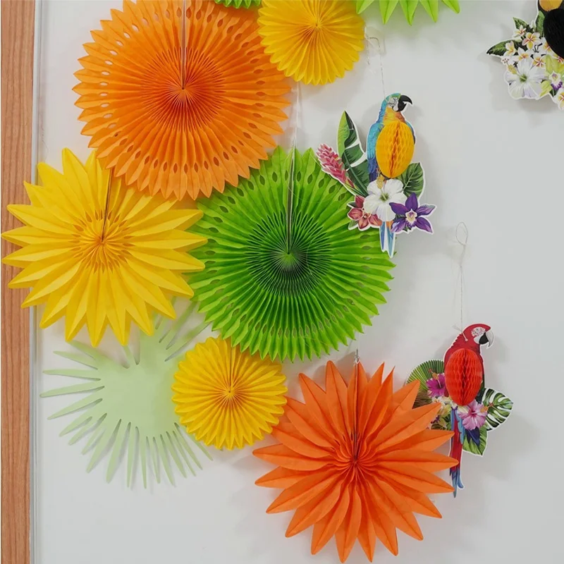EASTTERN Hawaiian Tropical Bird Honeycomb Hanging Party Decorations, Summer Party ,Room Decoration and Venue Layout Supplies