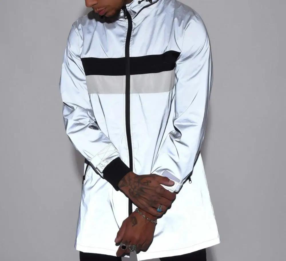 Vintage Outdoor Workout 100% Polyester Zip Up Men Reflective Windbreaker Jackets For Men