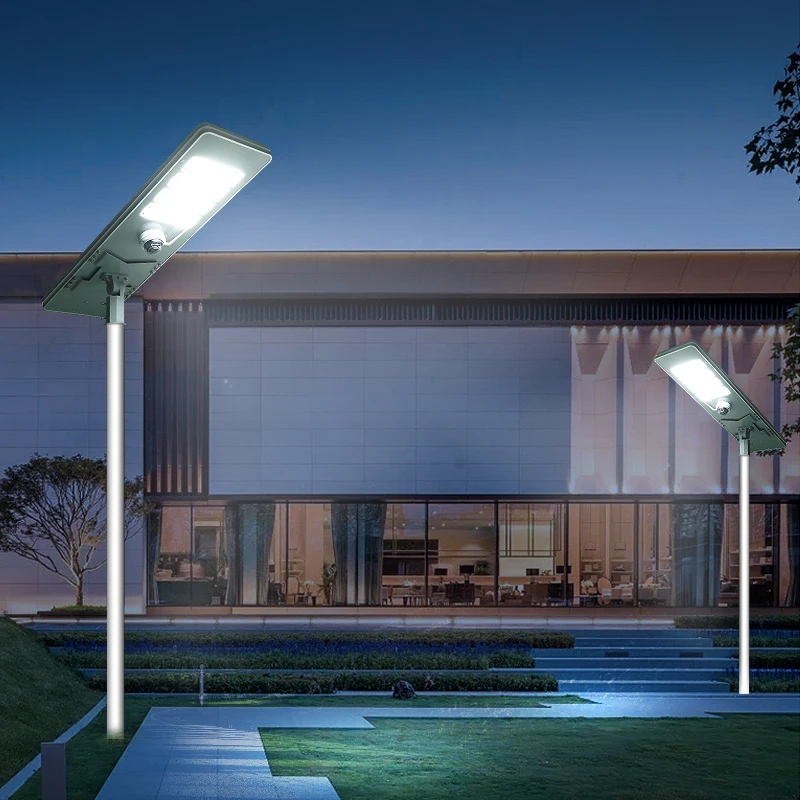 Outdoor IP65 Waterproof All In One Solar Street Lamp With Camera Remote Control 200W 250W LED Solar Street Light