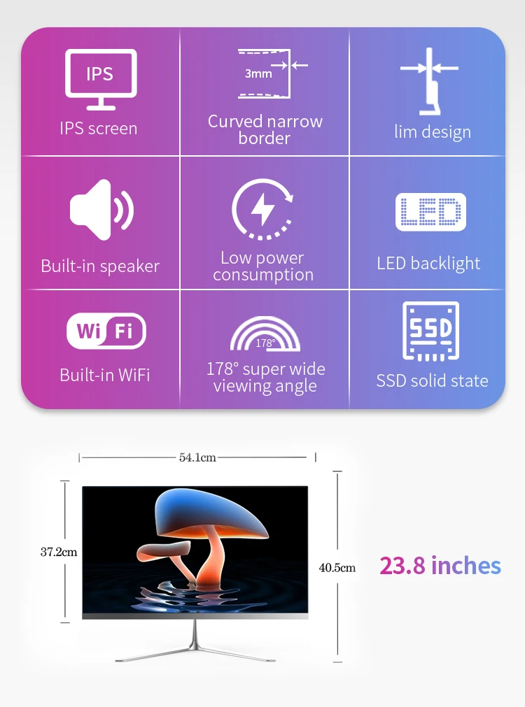 
SEALAN aio desktop pc 23.8inch i5-4300M led monitor wholesale 8GB RAM 480GB SSD 2.6GHz for gaming or cad hardware computer 