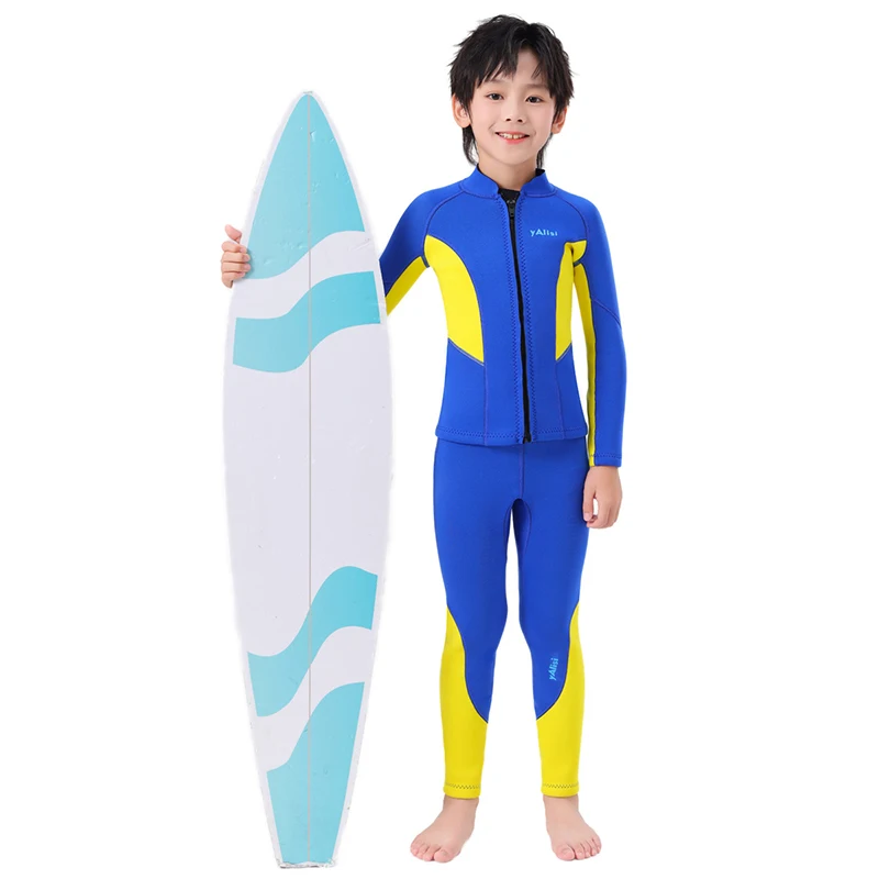 Colorful 2.5mm Neoprene Kids Two-Piece front Zip Wetsuit Beach Diving Neoprene  Wetsuit For Kids Children