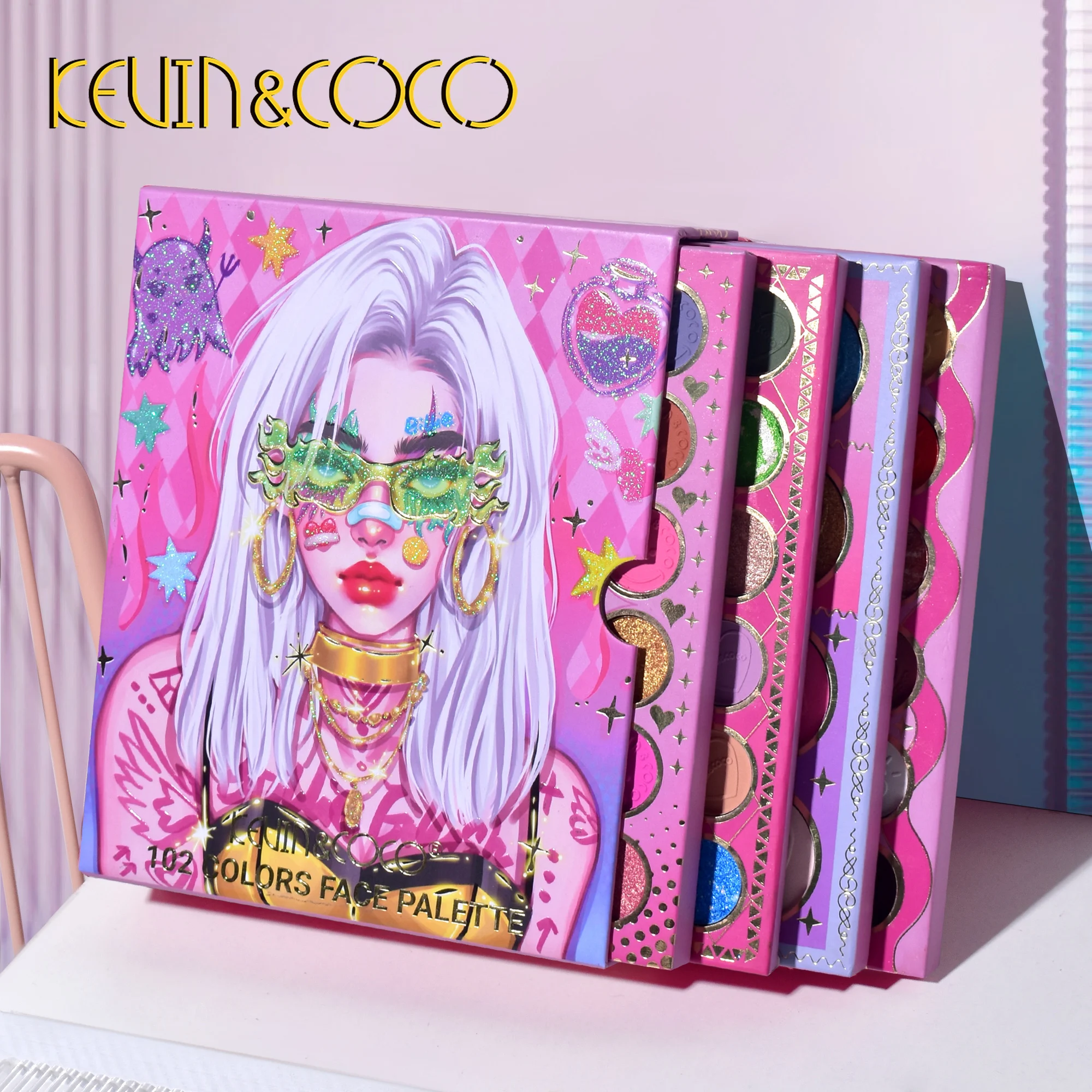 2023 Kevin Coco New Arrival all in 1 Cool Girl palette lipgloss  Long Lasting high pigment eyeshadow  sombra de ojos