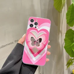 ins wind love mirror butterfly stand phone case for iPhone 11 12 13