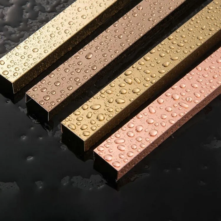 
Shining rose gold metal trim border T shape floor trim 