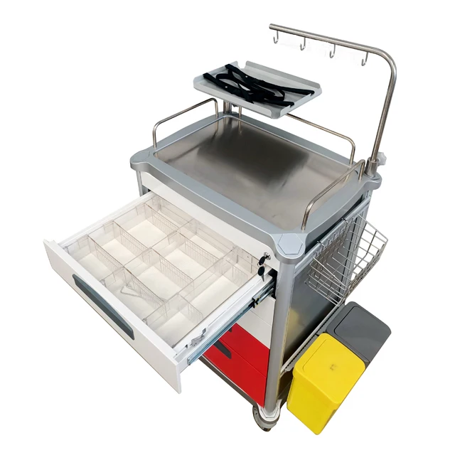 ABS Hospital&Clinic Medication Equipment Furniture Medical Crush Emergency Trolley Cart Carro para hospitales