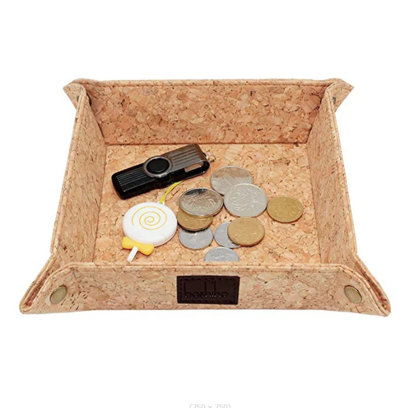 Home Decor PU Leather Desktop Coin Key Tray  Entryway Storage Trays Folding Tray for Table Storage