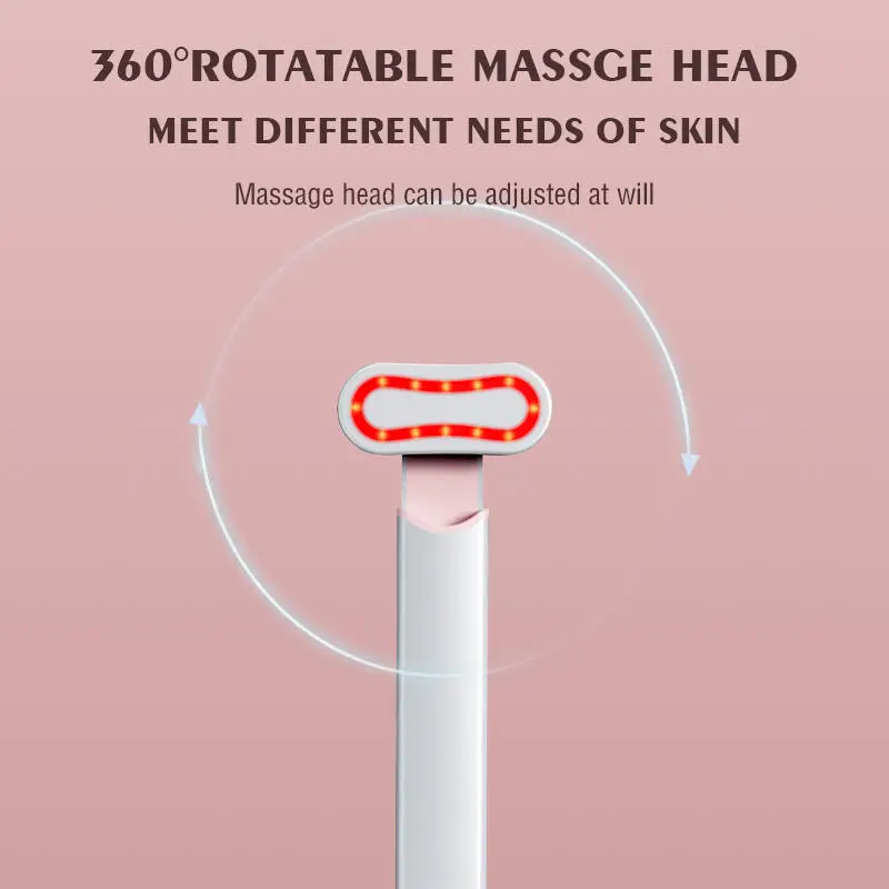 New Arrival Beauty Care Women Skincare Rotatable Led Light Wand Eye Face Lift Ems Vibration Red Light Anti Aging Therapy Wand