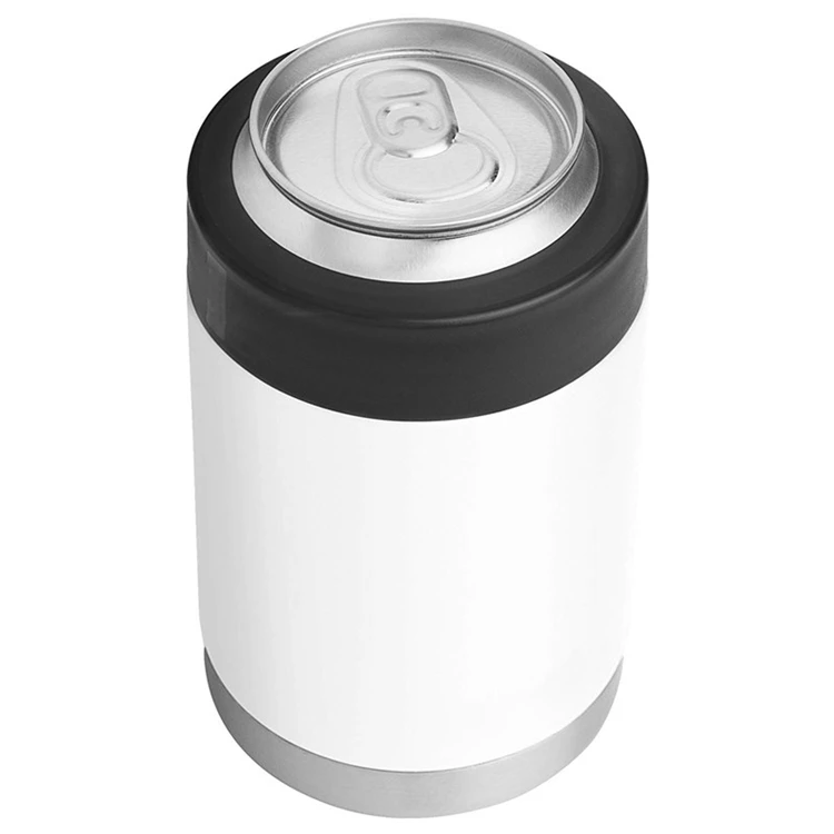 PURPLESEVEN 12oz Stainless Steel Cooler with ALL-IN-ONE Bottle Bottom Opener Double Wall Vacuum Insulated  Metal Beer Can Holder