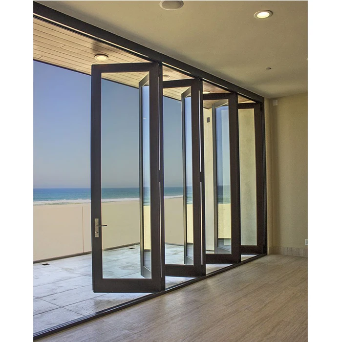 Exterior Bifold Doors Aluminum Profile Patio Tempered Glass Bi