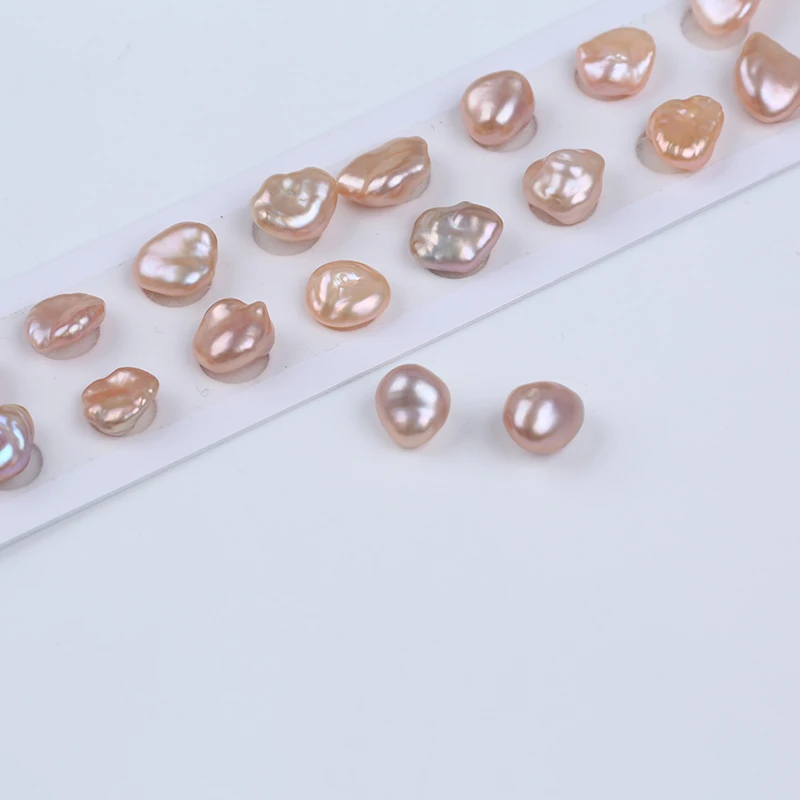 Perler Beads Best Selling  A Pair of  9-10mm  Good Quality Keishi Pearls  Real Natural Pearls  Baroque Shape Purple Keshi Pearls