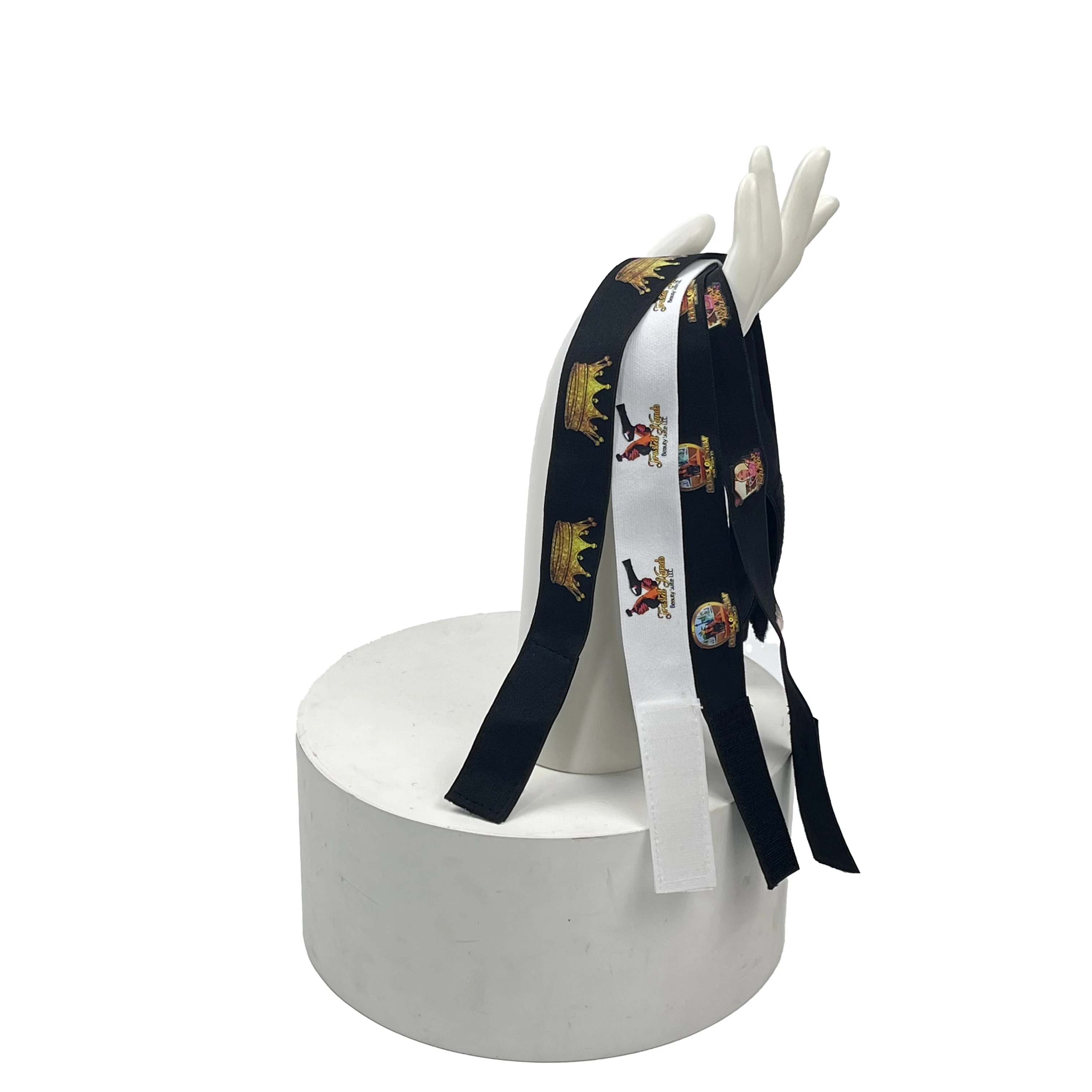 High quality custom logo melt band hair wrap elastic head bands frontal slayer headband tie lace band