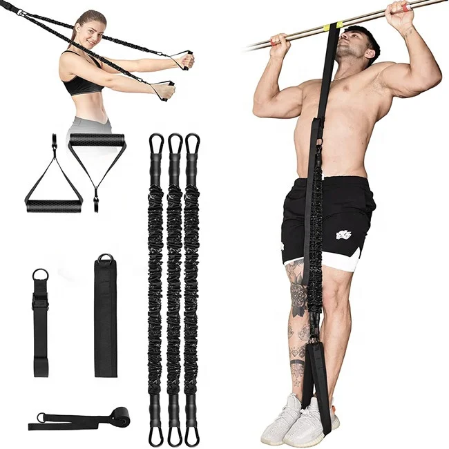 Pull Up Assist Band System with Handles, Door Anchor, Leg Sponge Pad for Strength Workouts Training