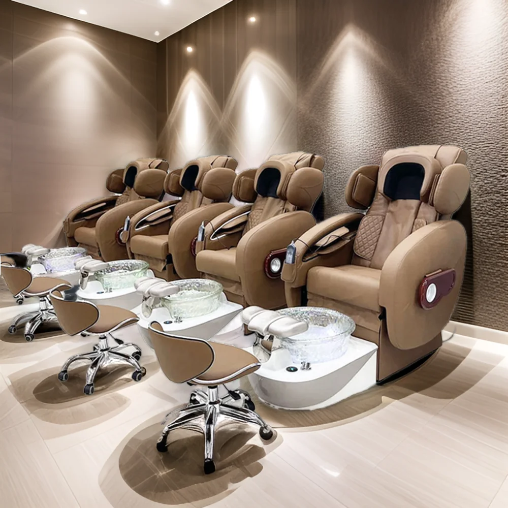 Healthtec nail salon furniture foot spa remote control without plumbing luxury pedicure spa chair massage