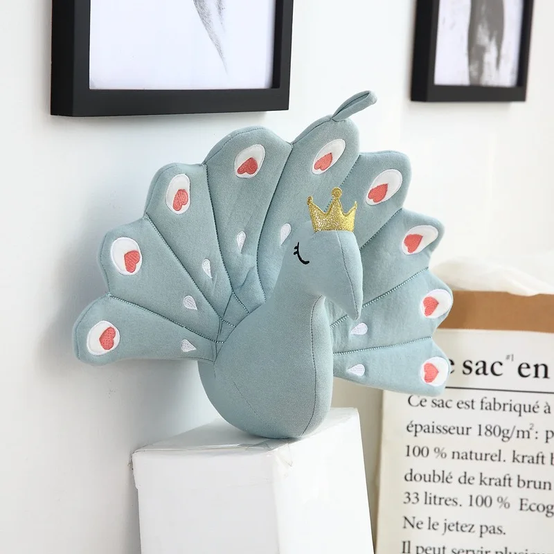 
2019 Amazon hot selling stuffed Pillow Doll Home Decoration Cushion Valentine Plush Peacock Toy 