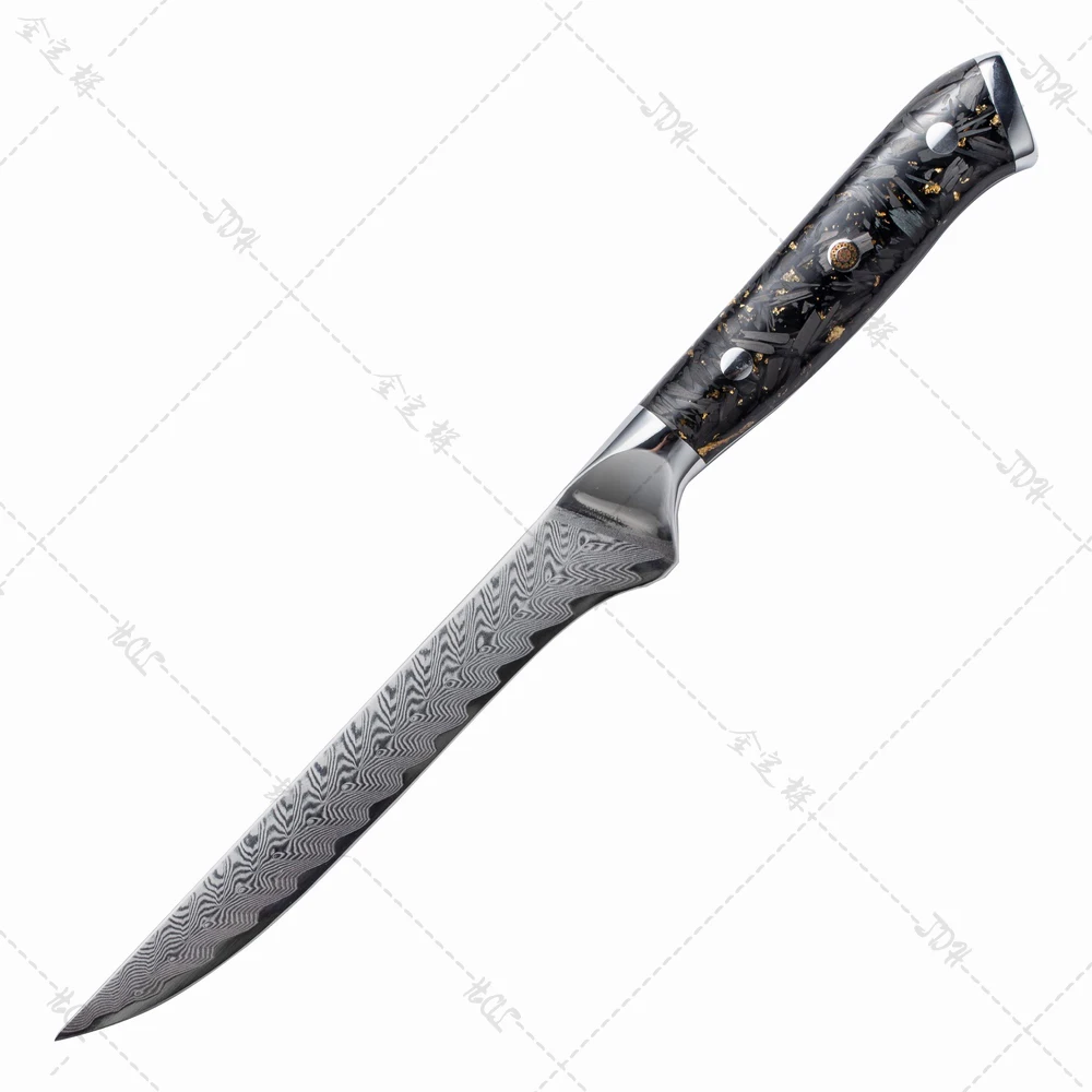 6 inch Boning Knife Damascus Kitchen Knife 67 Layers Damascus Steel with Acrylic Handle Black