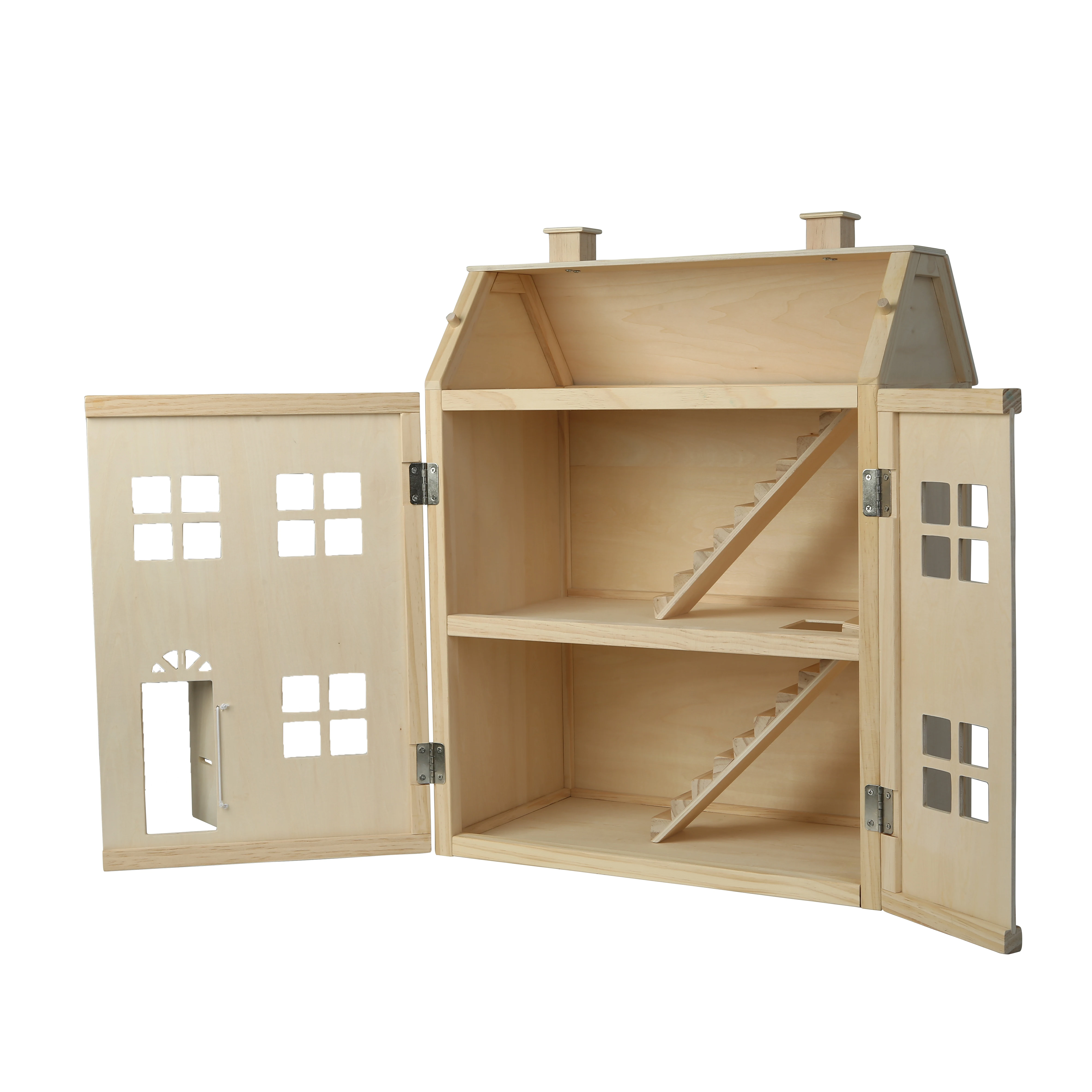 Montessori Toys Natural Wooden foldable Doll House for Toddler Dollhouse Toys