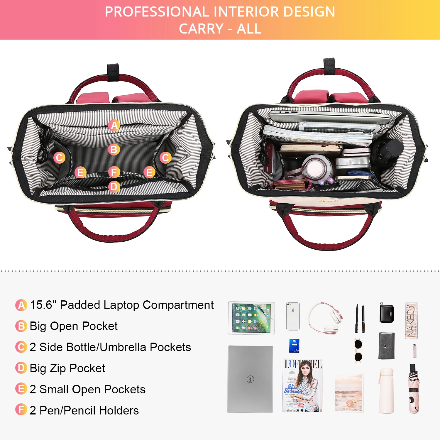 LOVEVOOK stylish fashion ladies custom logo office Carry on Nylon casual 15.6 inch with usb nurse teacher women laptop backpacks