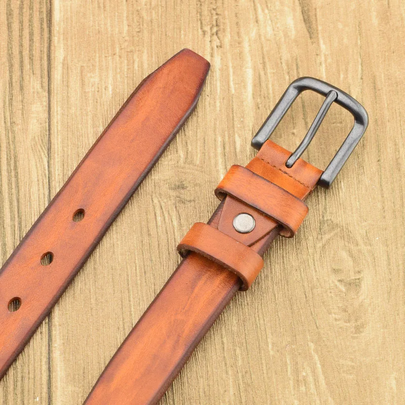 Wholesale Premium Zinc Alloy Pin Buckle Cow Leather Waist Belt Top Layer Genuine Leather Belt for Jeans