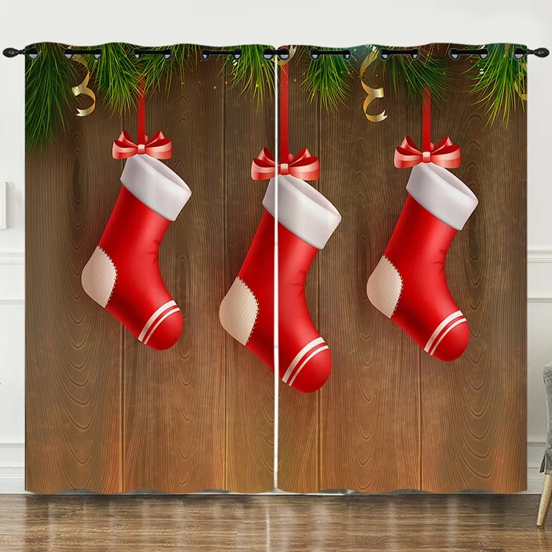 Bindi Ready Made Polyester 3d Digital Printing Thermal Grommet Top Blackout Christmas Curtains for the Living Room