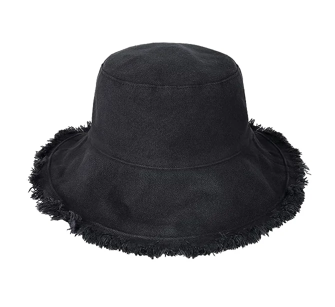 Frayed Bucket Hats for Women Men Unisex Trendy Washed Cotton Floppy Wide Brim Boonie Outdoor Summer Beach Headwear