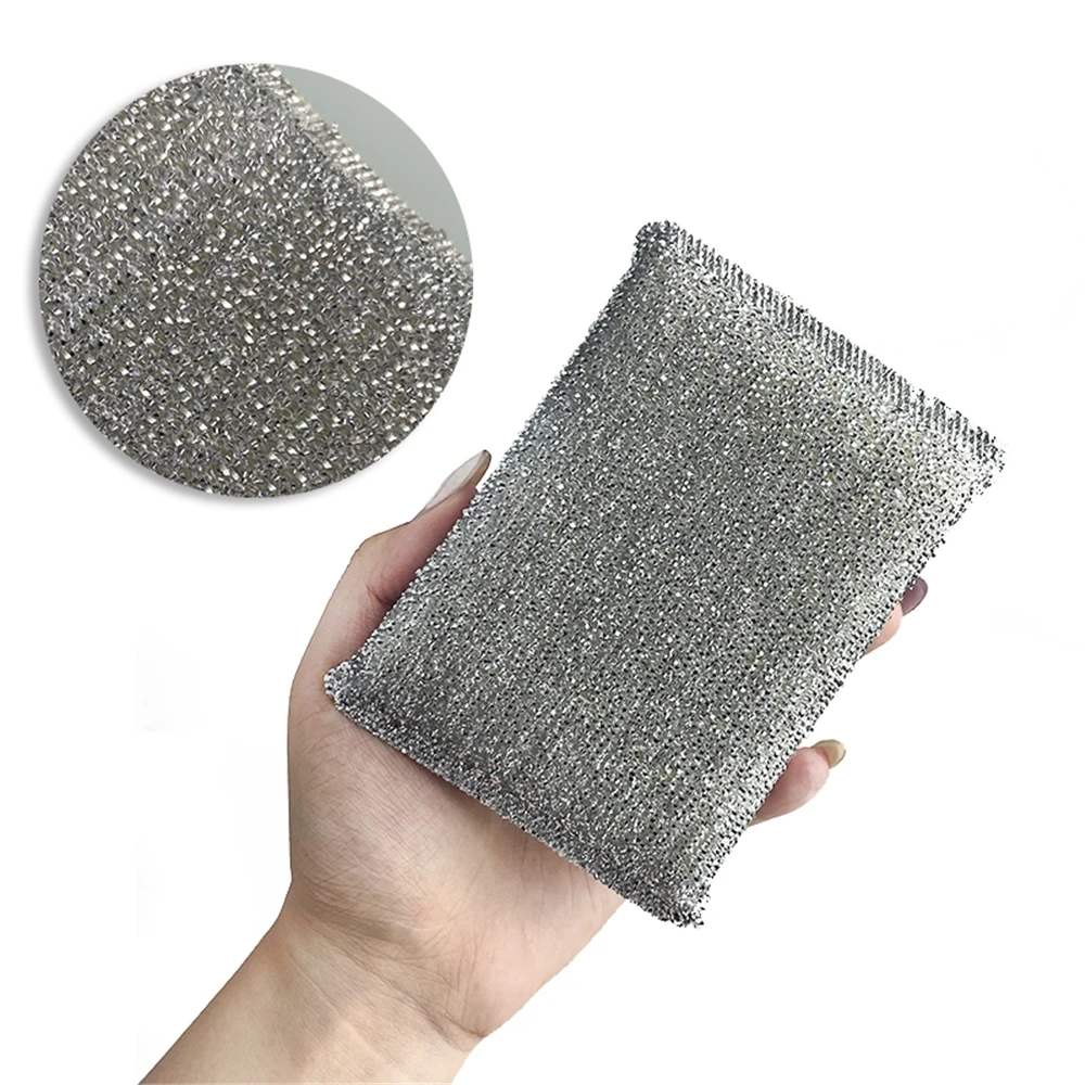 Household Kitchen Cleaning sponge pad stainless steel wire scourer metal scrubber
