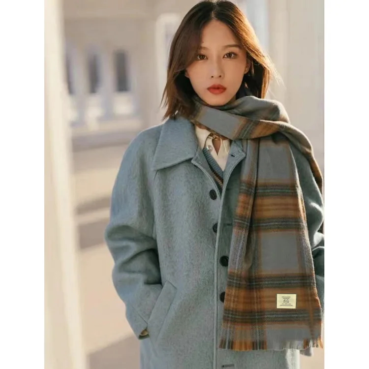 Новый двухсторонний клетчатый шарф Осень-Зима плотная Корейская версия теплая шаль кашемировый студенческий для