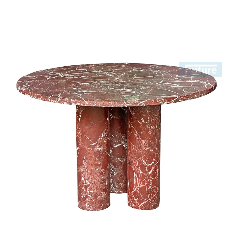 Modern Italian Style Living Room Furniture Round Coffee Table Roso Lepanto Marble Marble Coffee Table Dining Table