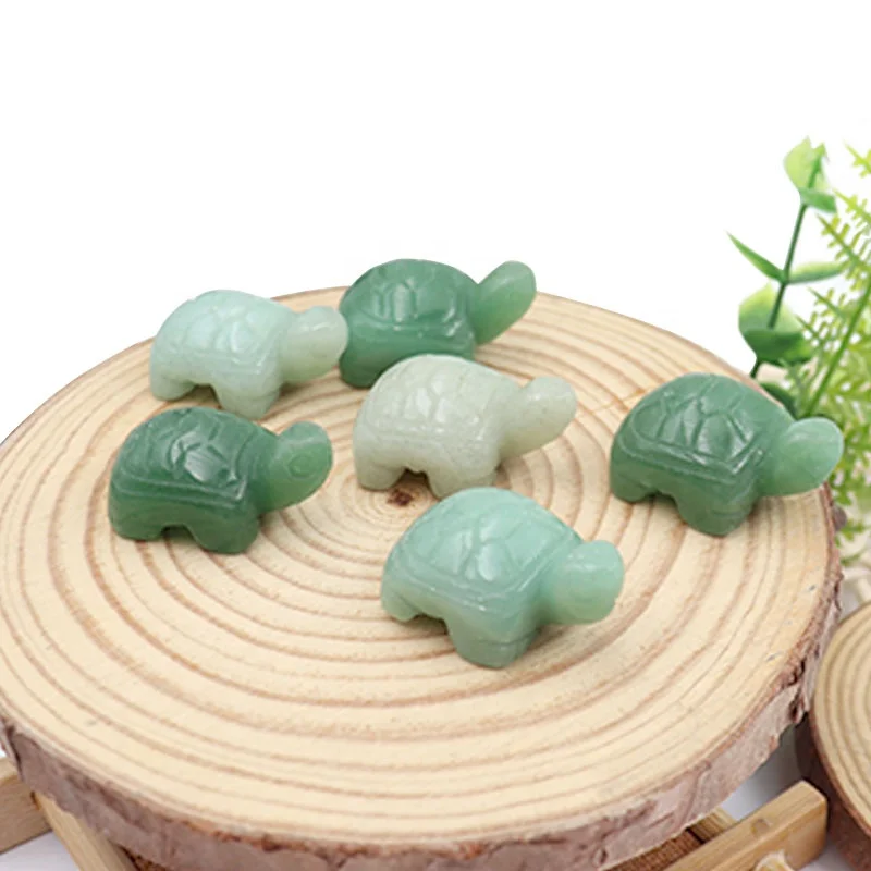 Natural Crystals Healing Stones Hand-Carved Small Crystal Animals Green Aventurine Turtle Carving Statue Figurine Stones Crafts