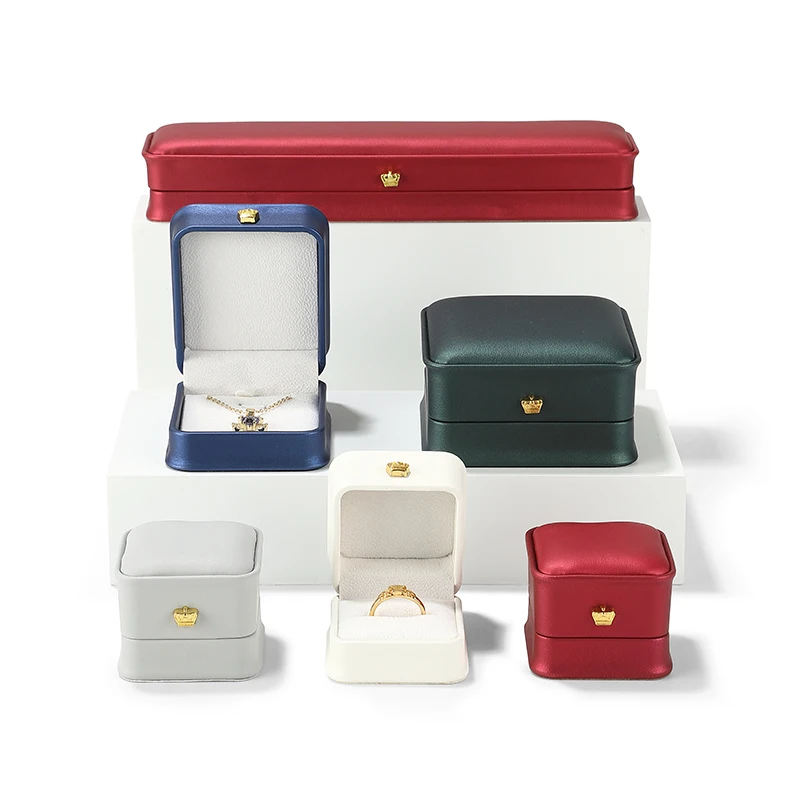 DIGU Custom Wholesale Luxury Women Engagement Button Bangle Cajas Pendant Multiple Color Ring Pu Leather Packaging Jewellery Box