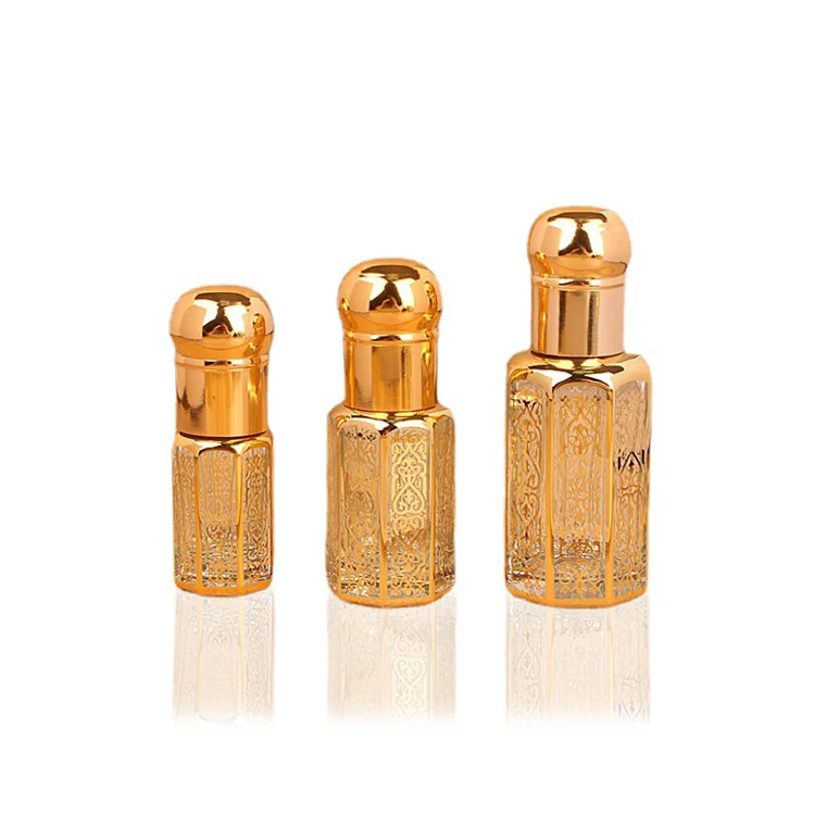 Glass Aroma Essence Oil Bottles Fancy Design 6ml 12ml Mini Small Refillable Glass Perfume Roller Glass Serum Oud Attar Bottle