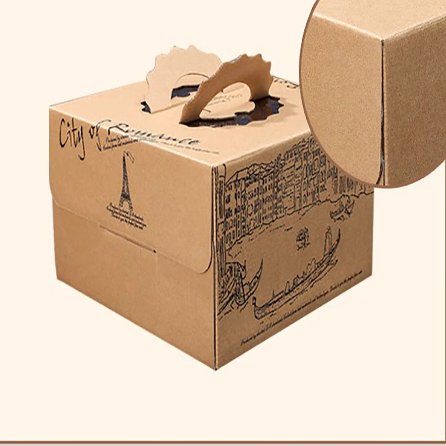 Cupcake Bread Dessert Packing Paper Gift Boxes Food Cardboard Food Package Cake Box with handle