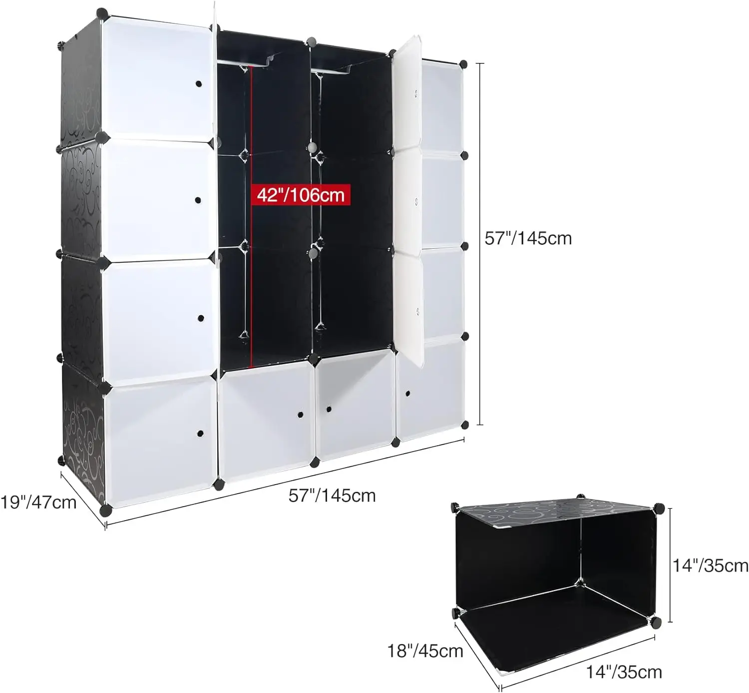 High Quality 12 Cubes Portable Wardrobe Pink With Stickers Home Simple Assembly Plastic Wardrobe